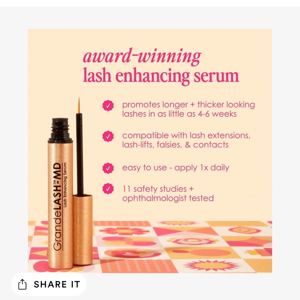 GRANDE COSMETICS Lash-MD & Brow Serum 2p Set Travel Size 0.02/0.03oz ea NIB $40
